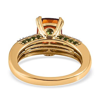 Premium Brazilian Cherry Citrine and Multi Gemstone Ring in Vermeil Yellow Gold Over Sterling Silver (Size 10.0) 3.80 ctw