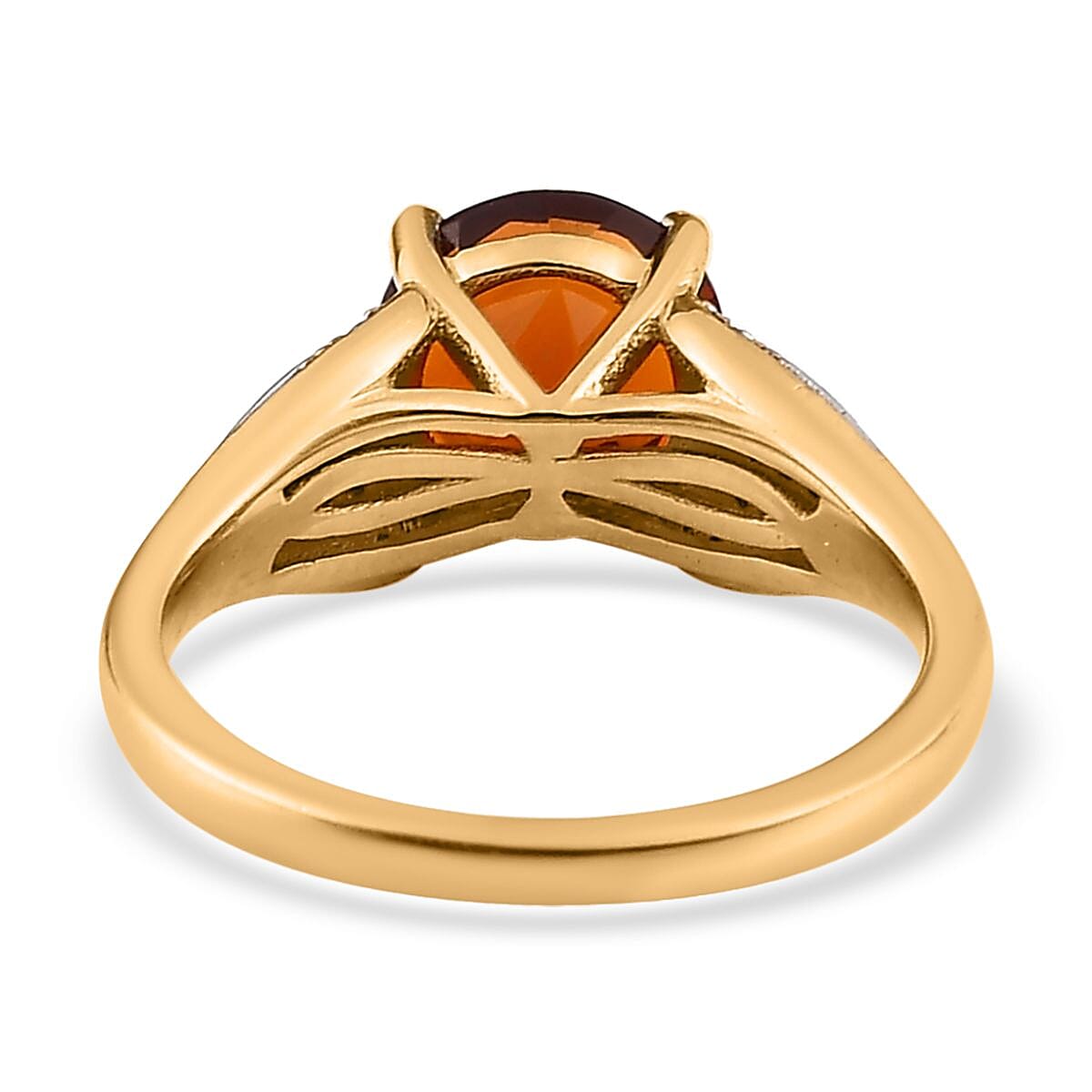 Premium Brazilian Cherry Citrine and White Zircon Ring in Vermeil Yellow Gold Over Sterling Silver (Size 6.0) 2.15 ctw image number 4