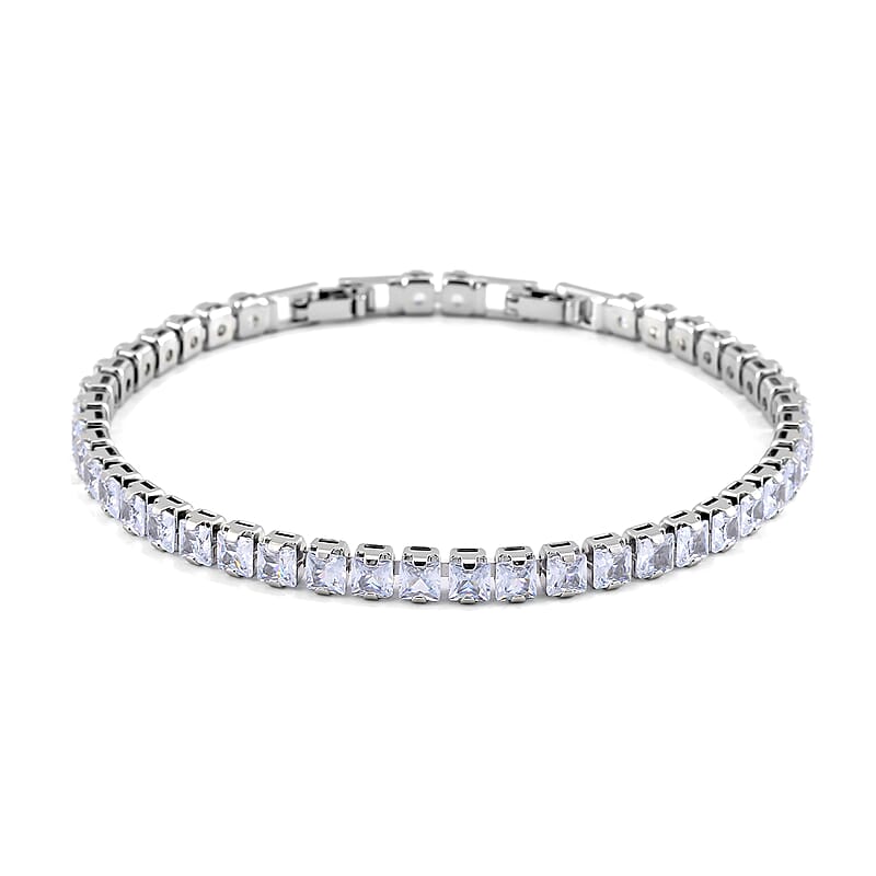 Simulated Diamond Tennis Bracelet in Silvertone (7.50-8.50In)