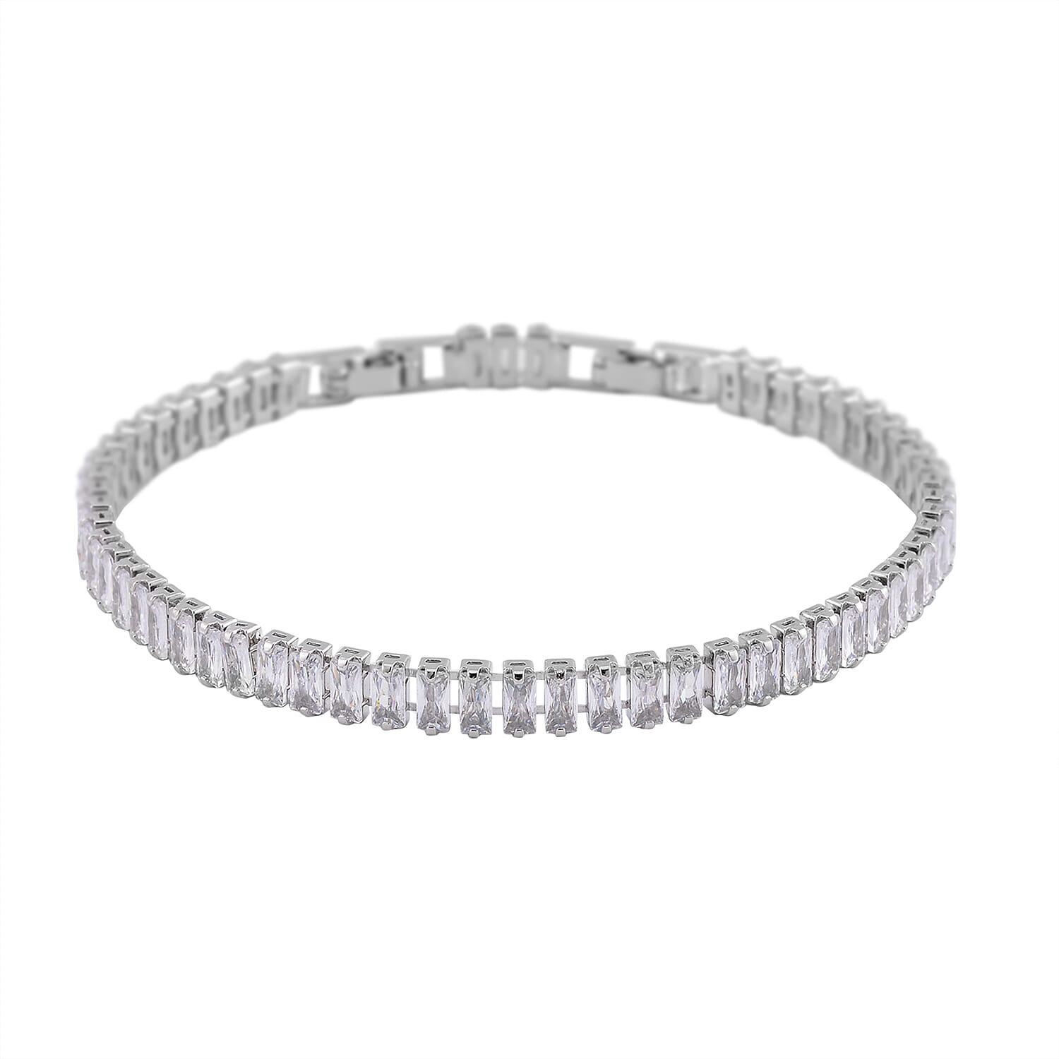 Simulated Diamond Tennis Bracelet in Silvertone (7.50-8.50In)