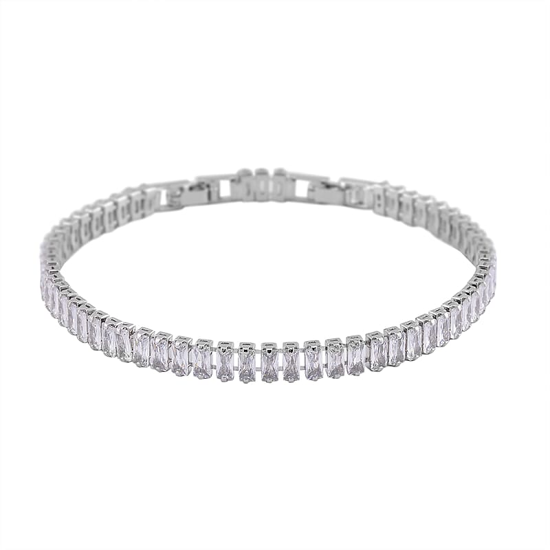 Simulated Diamond Tennis Bracelet in Silvertone (7.50-8.50In)