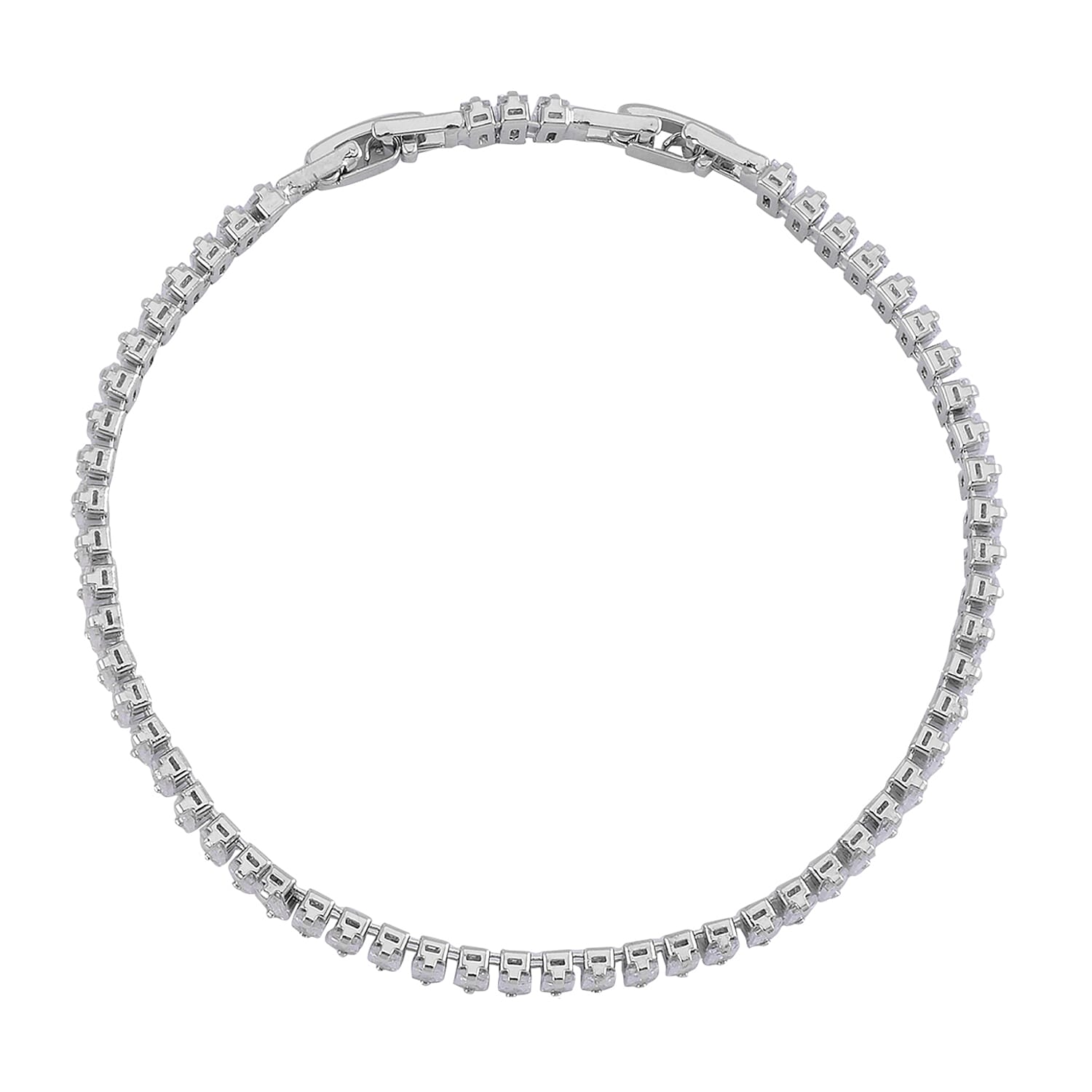 Simulated Diamond Tennis Bracelet in Silvertone (7.50-8.50In)