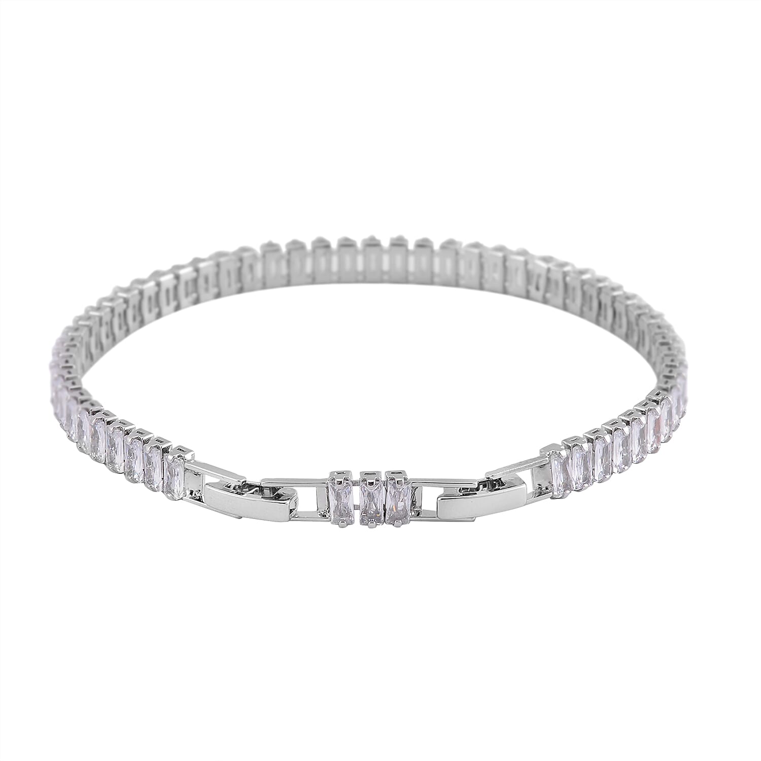 Simulated Diamond Tennis Bracelet in Silvertone (7.50-8.50In)