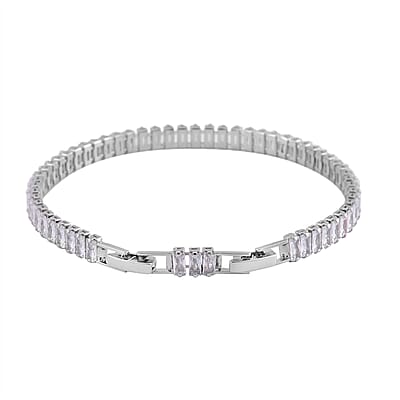 Simulated Diamond Tennis Bracelet in Silvertone (7.50-8.50In)