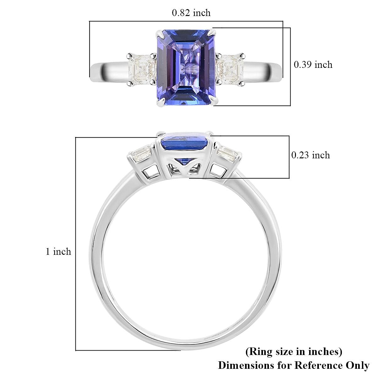 Modani AAAA Tanzanite and G-VS Diamond 2.80 ctw Ring in 950 Platinum (Size 11.0) 4.70 Grams image number 5