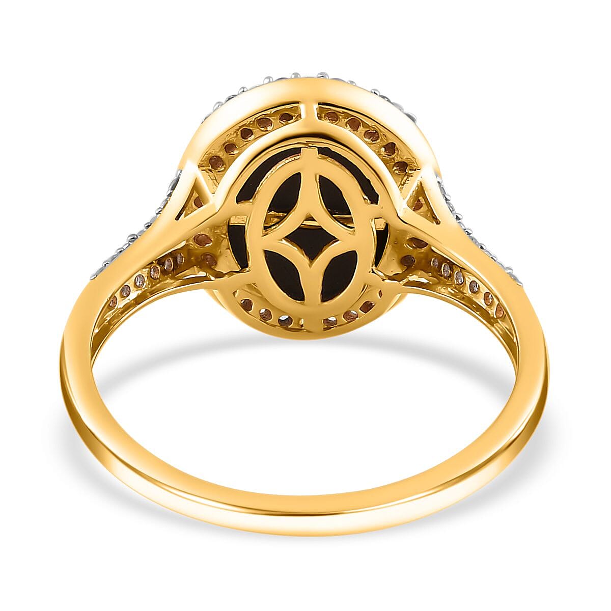 Canadian Ammolite and White Zircon Ring in Vermeil Yellow Gold Over Sterling Silver (Size 10.0) 4.10 ctw image number 4