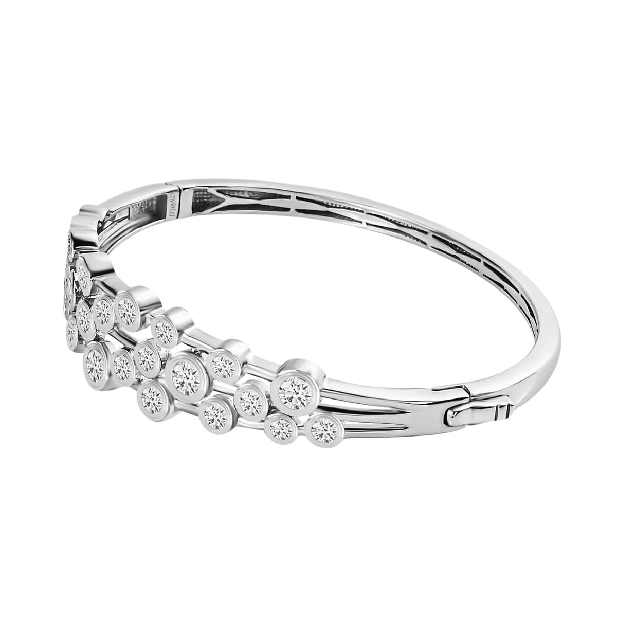 Moissanite Bangle Bracelet in Platinum Over Sterling Silver (7.50 In) 5.15 ctw image number 3