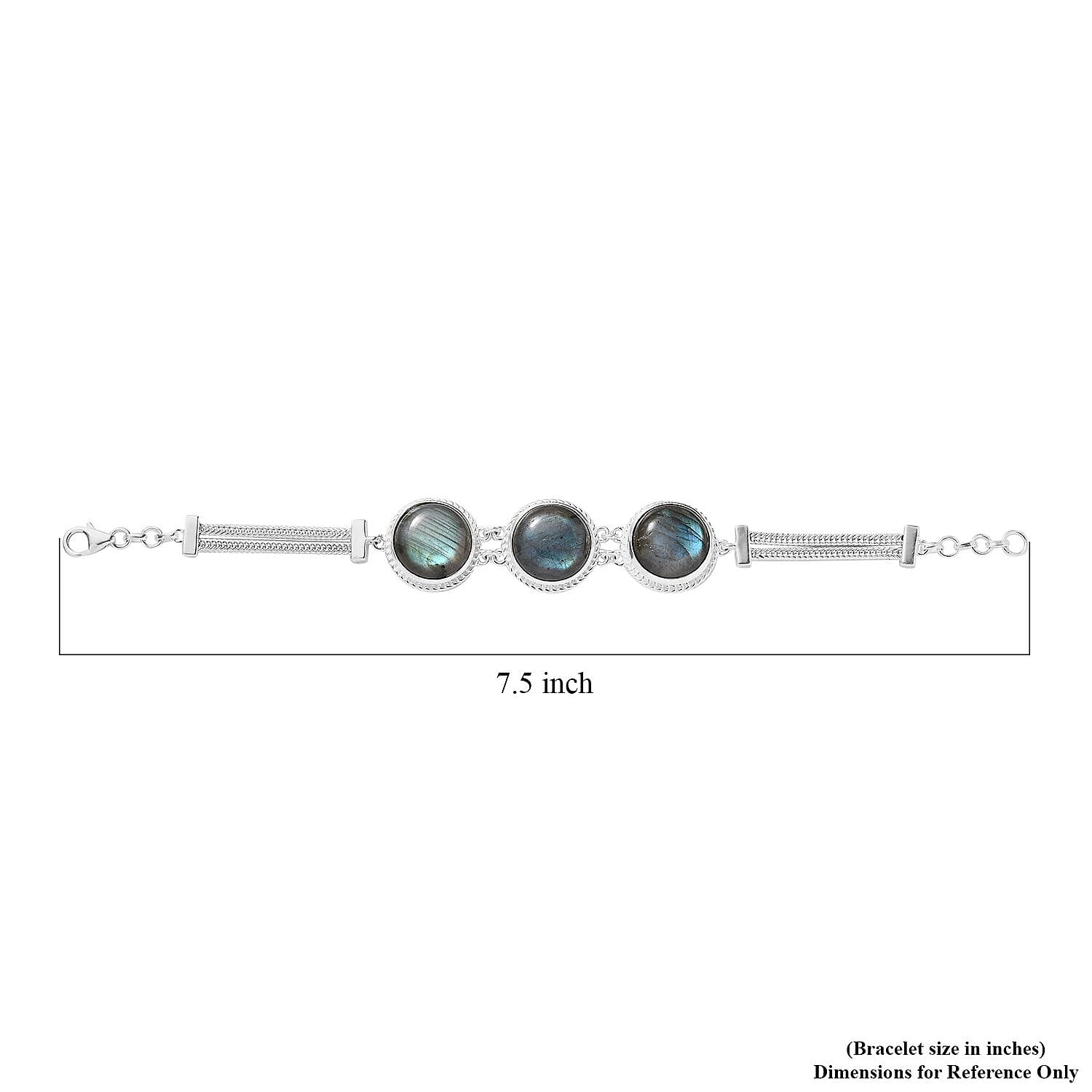 Artisan Crafted Malagasy Labradorite Bracelet in Sterling Silver (7.25-8.75In) 34.50 ctw