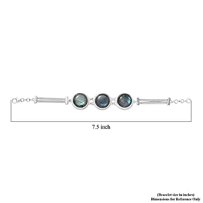 Artisan Crafted Malagasy Labradorite Bracelet in Sterling Silver (7.25-8.75In) 34.50 ctw