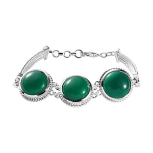 Artisan Crafted Green Onyx Bracelet in Sterling Silver (7.25-8.75In) 30.25 ctw