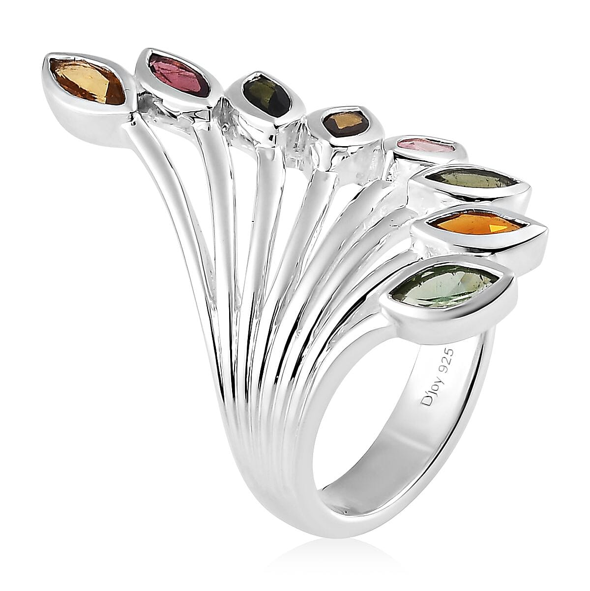 Artisan Crafted Multi-Tourmaline Ring in Sterling Silver (Size 7.0) 1.85 ctw