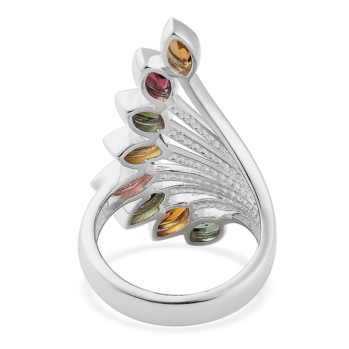 Artisan Crafted Multi-Tourmaline Ring in Sterling Silver (Size 7.0) 1.85 ctw