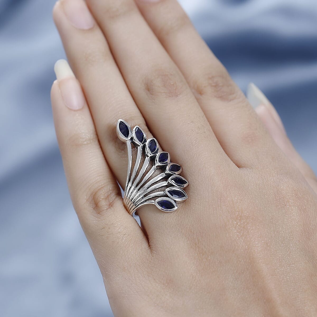 Artisan Crafted Masoala Sapphire (FF) Ring in Sterling Silver (Size 10.0) 2.90 ctw image number 2