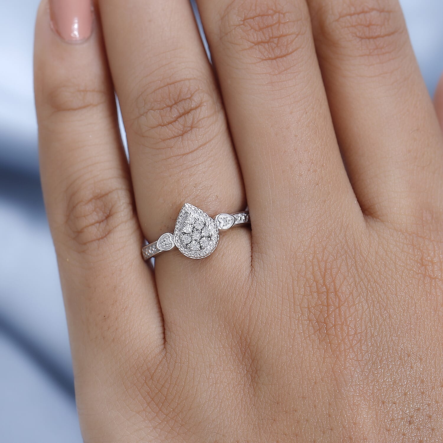 Diamond Accent Ring in Platinum Over Sterling Silver (Size 10.0)