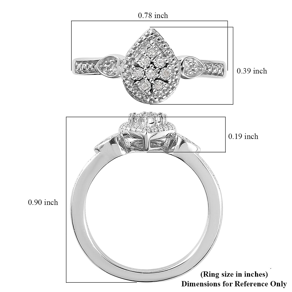 Diamond Accent Ring in Platinum Over Sterling Silver (Size 10.0)