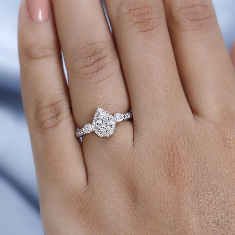 Diamond Accent Ring in Platinum Over Sterling Silver (Size 6.0)