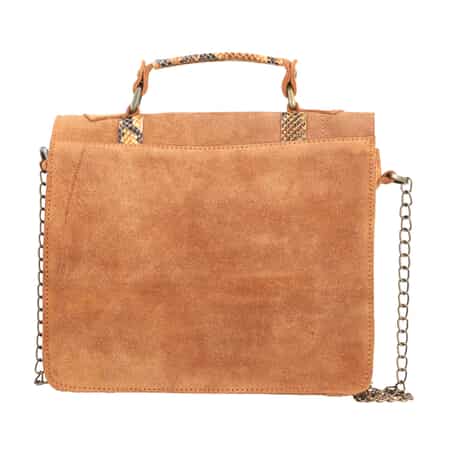 Beige Leather handle bag with shoulder strap
