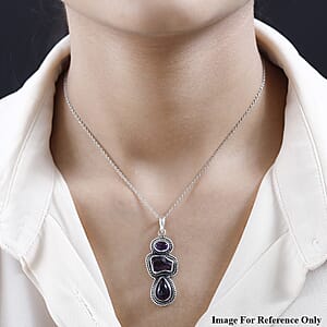 Artisan Crafted African Amethyst 3 Stone Pendant in Sterling Silver 11.65 ctw