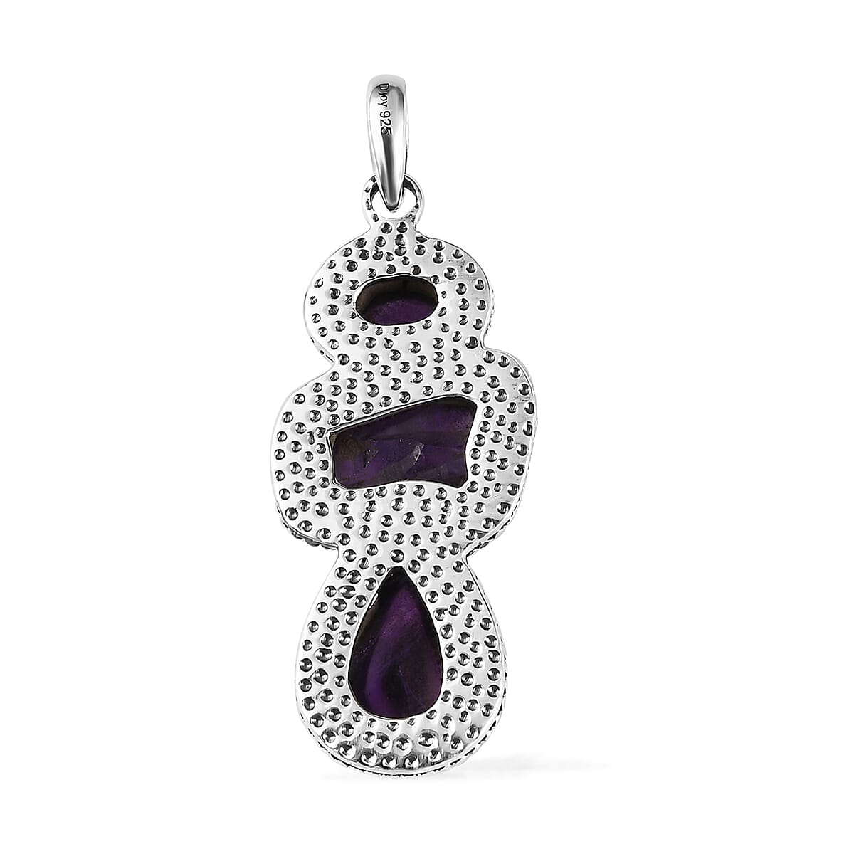 Doorbuster Artisan Crafted African Amethyst 3 Stone Pendant in Sterling Silver 11.65 ctw