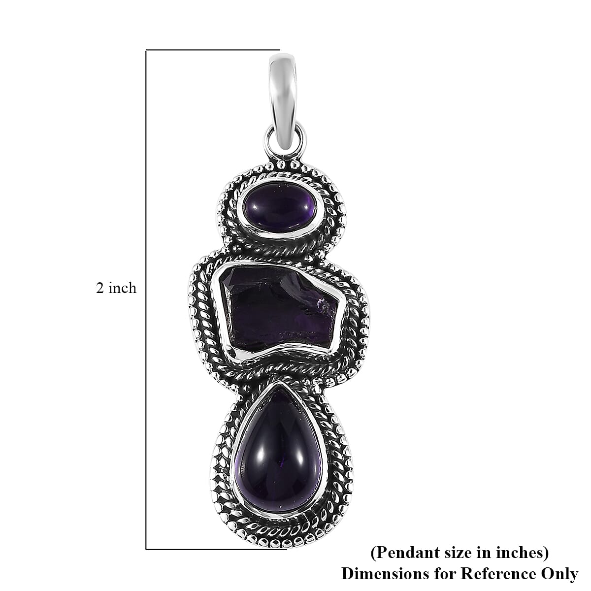 Doorbuster Artisan Crafted African Amethyst 3 Stone Pendant in Sterling Silver 11.65 ctw
