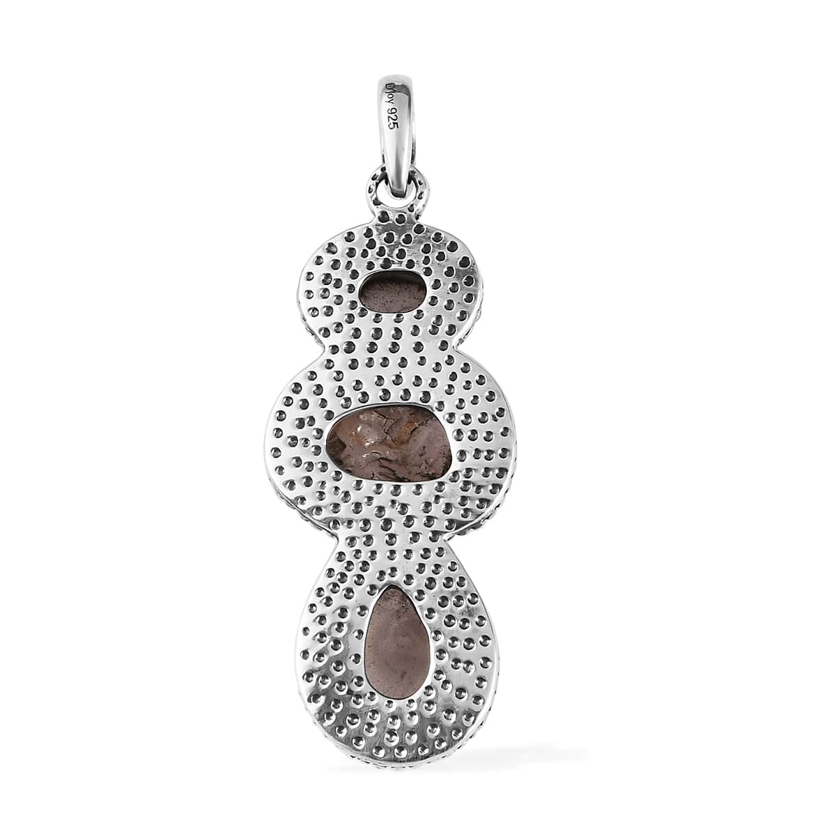 Artisan Crafted Galilea Rose Quartz 3 Stone Pendant in Sterling Silver 11.50 ctw image number 4