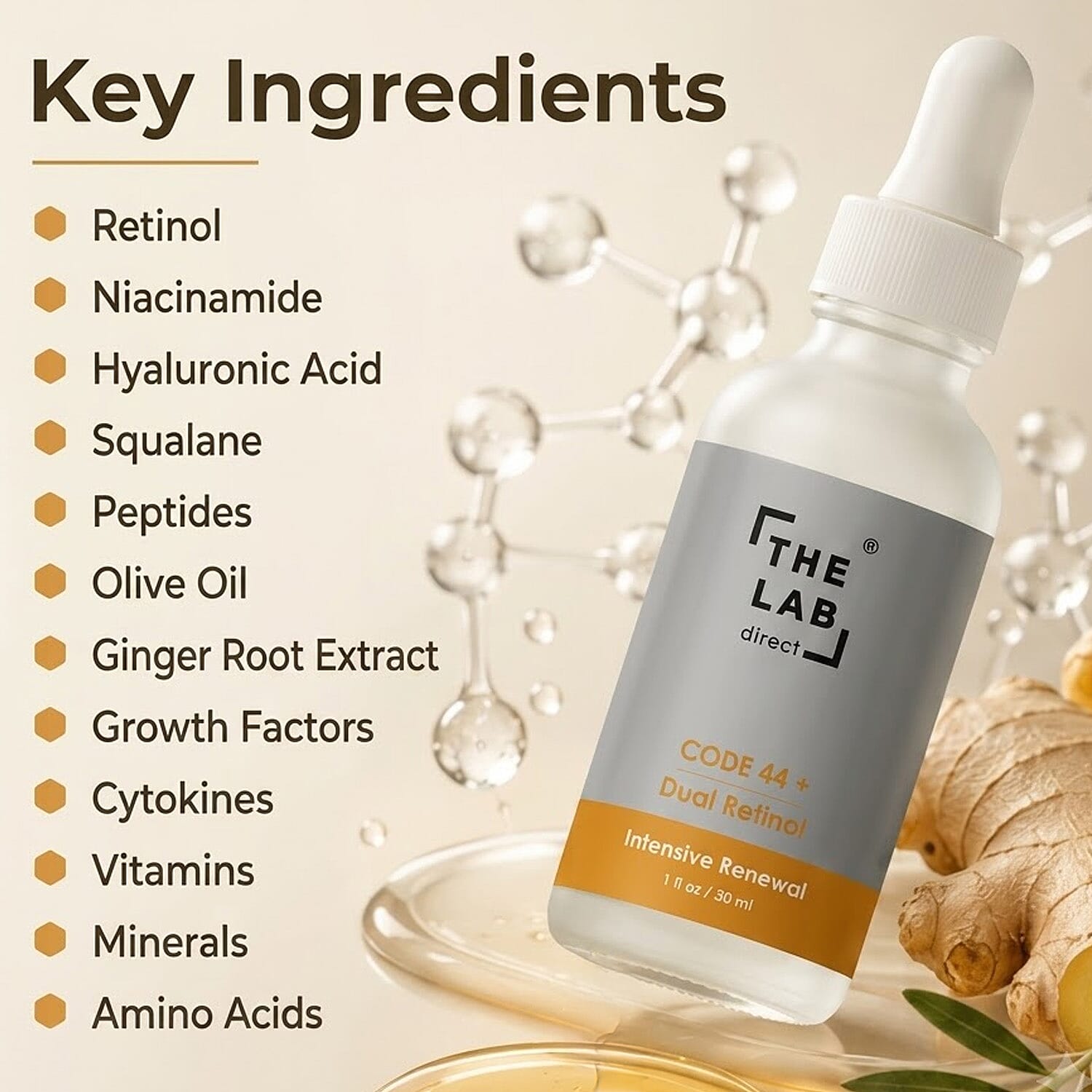 The Lab Direct Code 44+ Dual Retinol Intensive Renewal (1oz) Made in US
