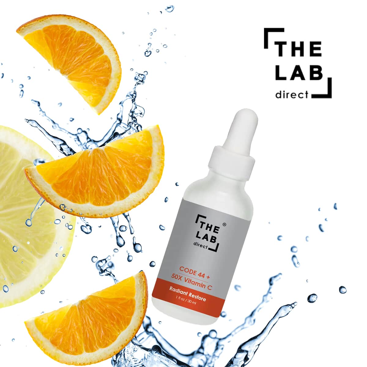 The Lab Direct Code 44+ 50x Vitamin C Radiant Restore Serum For All Skin Types, Cruelty And Paraben Free Face Serum For Firm Skin and Collagen Production 1 oz image number 1