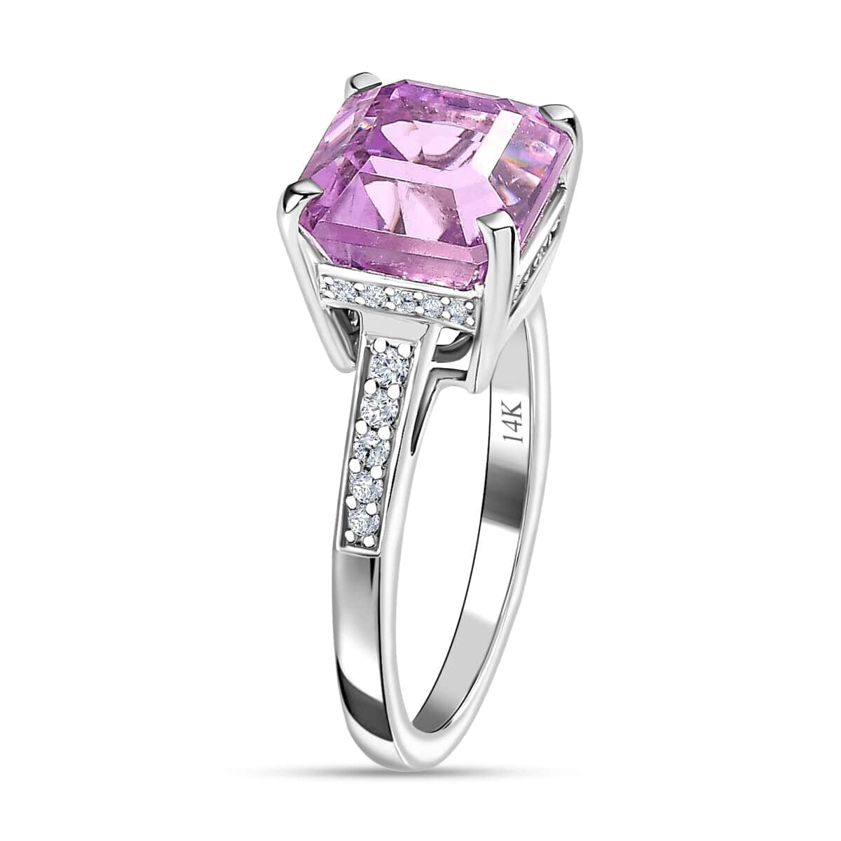 Luxoro 14K White Gold AAAA Patroke Kunzite and G-H I2 Diamond Ring 5.75 ctw image number 3