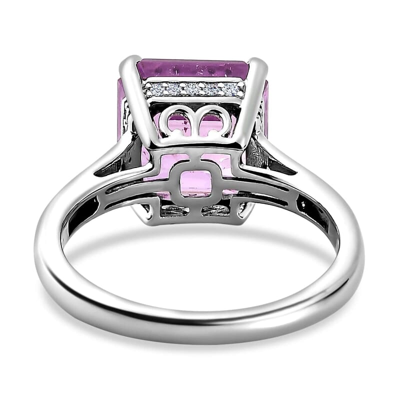 Luxoro 14K White Gold AAAA Patroke Kunzite and G-H I2 Diamond Ring (Size 6.0) 5.75 ctw