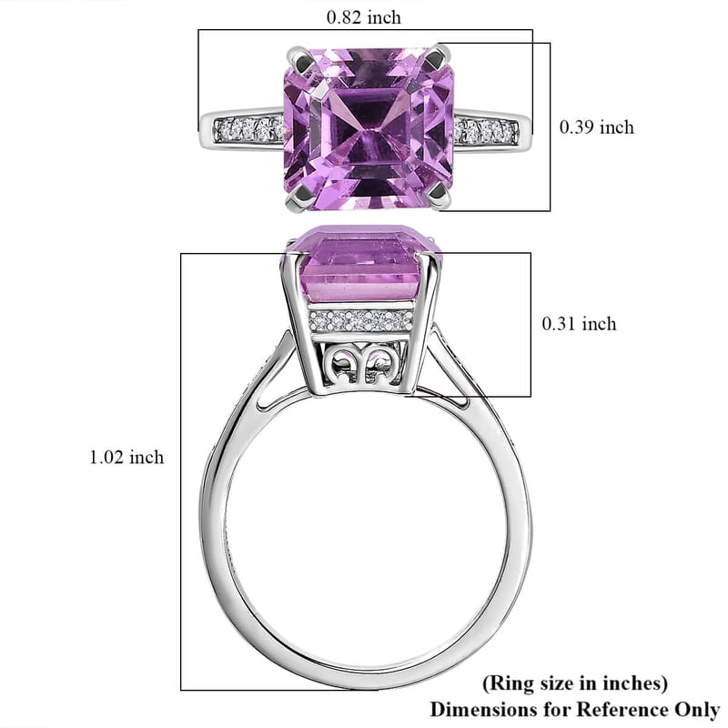 Luxoro 14K White Gold AAAA Patroke Kunzite and G-H I2 Diamond Ring (Size 6.0) 5.75 ctw