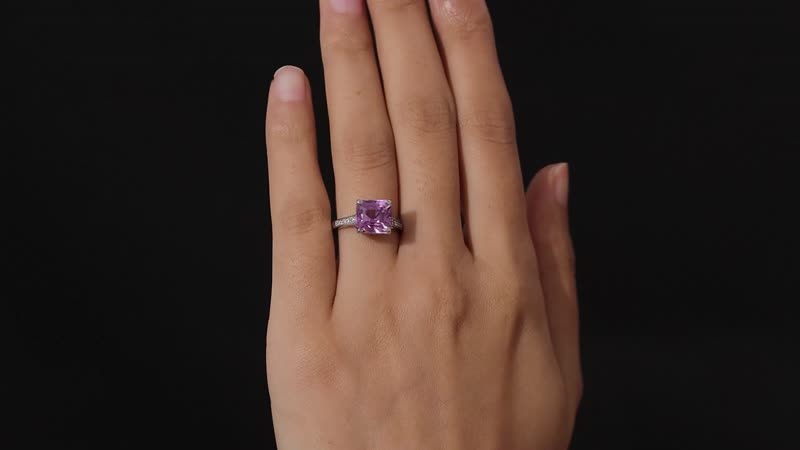 Luxoro 14K White Gold AAAA Patroke Kunzite and G-H I2 Diamond Ring 5.75 ctw