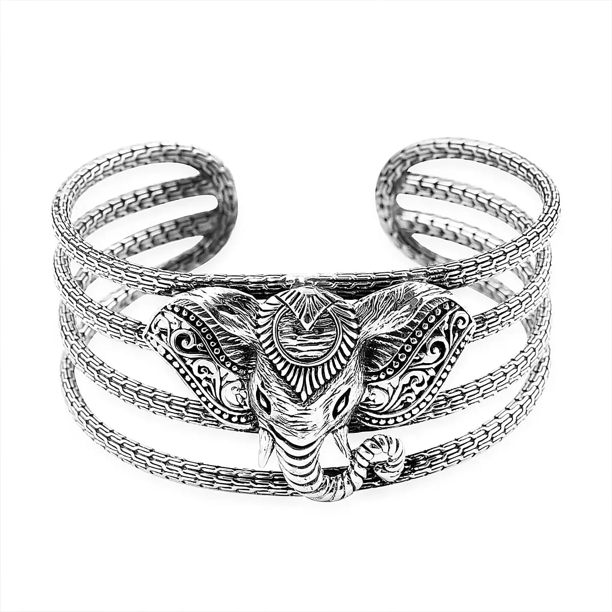 Bali Legacy Elephant Cuff Bracelet in Sterling Silver 55.25 Grams (7.50 In) image number 0