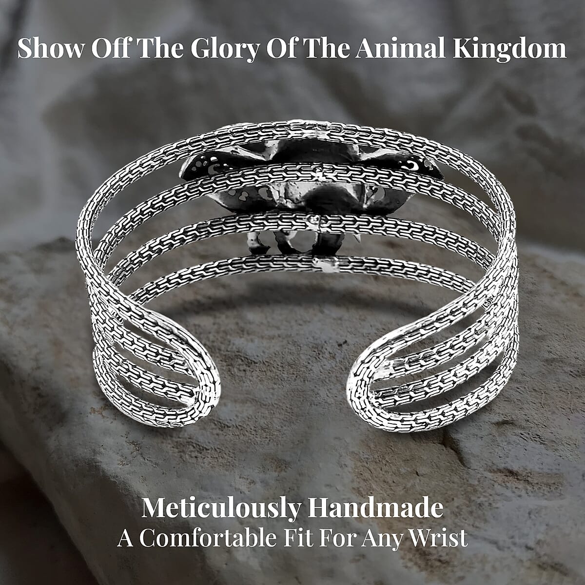 Bali Legacy Elephant Cuff Bracelet in Sterling Silver 55.25 Grams (7.50 In) image number 3