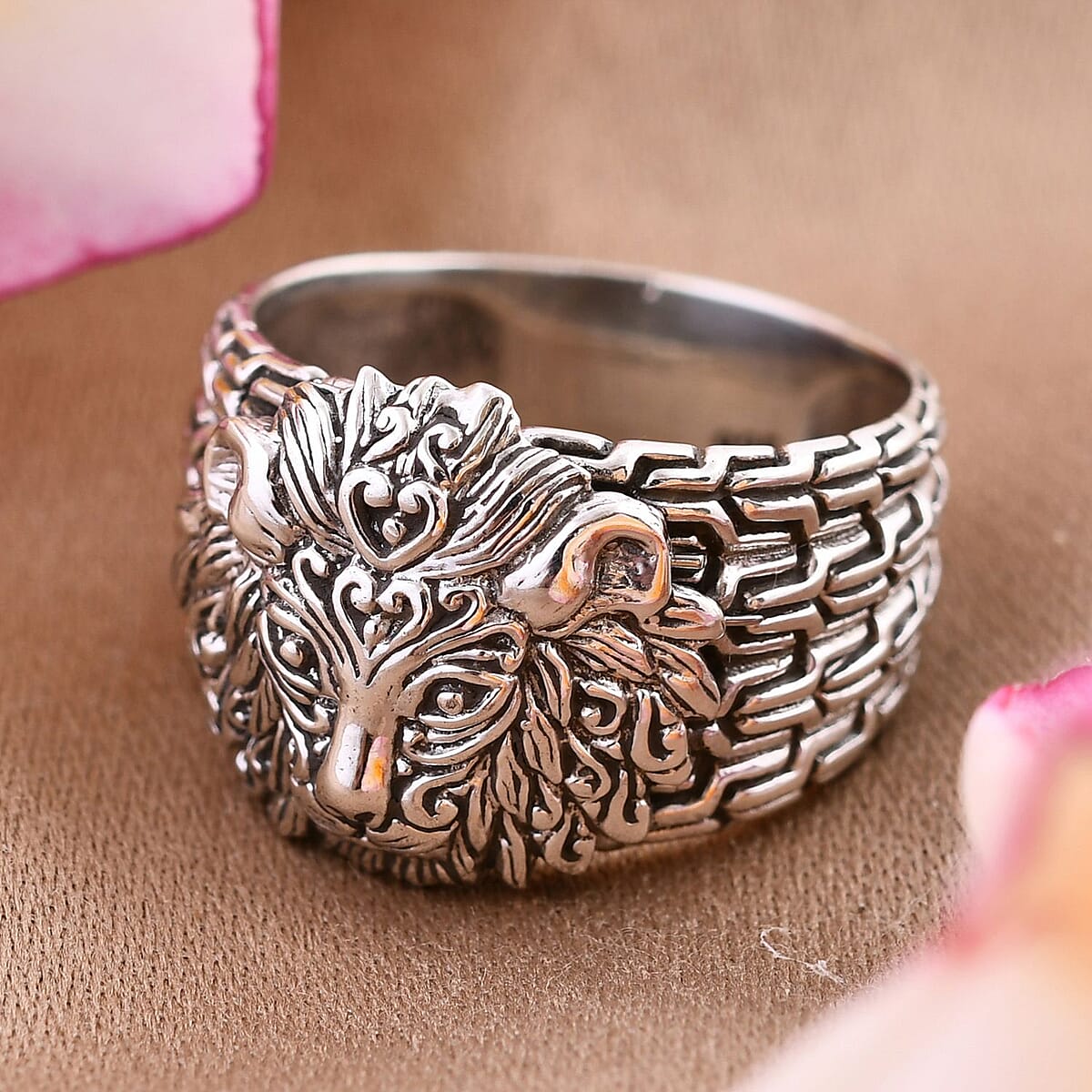 Bali Legacy Sterling Silver Lion Ring (Size 9.0) 9.45 Grams image number 1