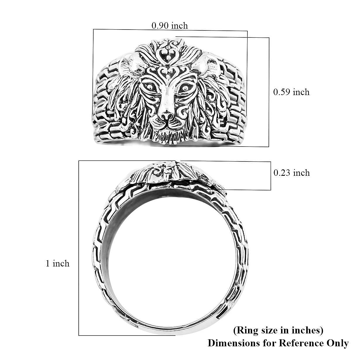 Bali Legacy Sterling Silver Lion Ring (Size 9.0) 9.45 Grams image number 5