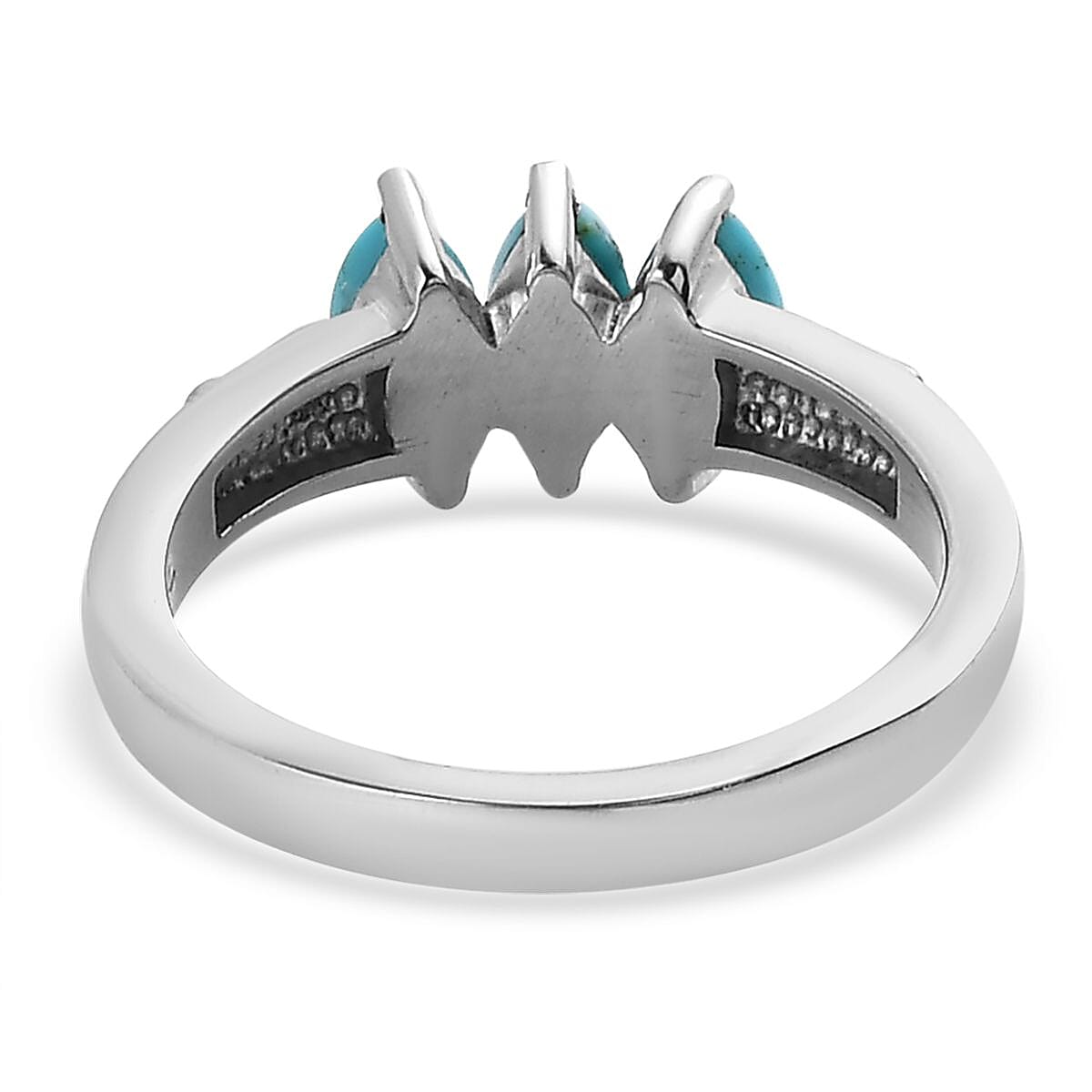 Sleeping Beauty Turquoise 3 Stone Ring in Stainless Steel (Size 10.0) 0.85 ctw