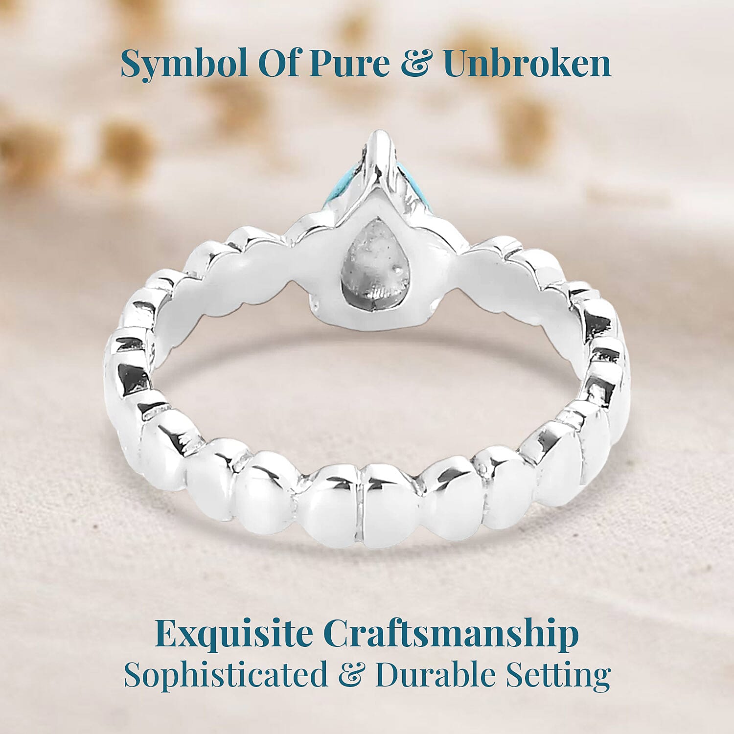 Sleeping Beauty Turquoise Solitaire Ring in Stainless Steel (Size 5.0) 0.65 ctw