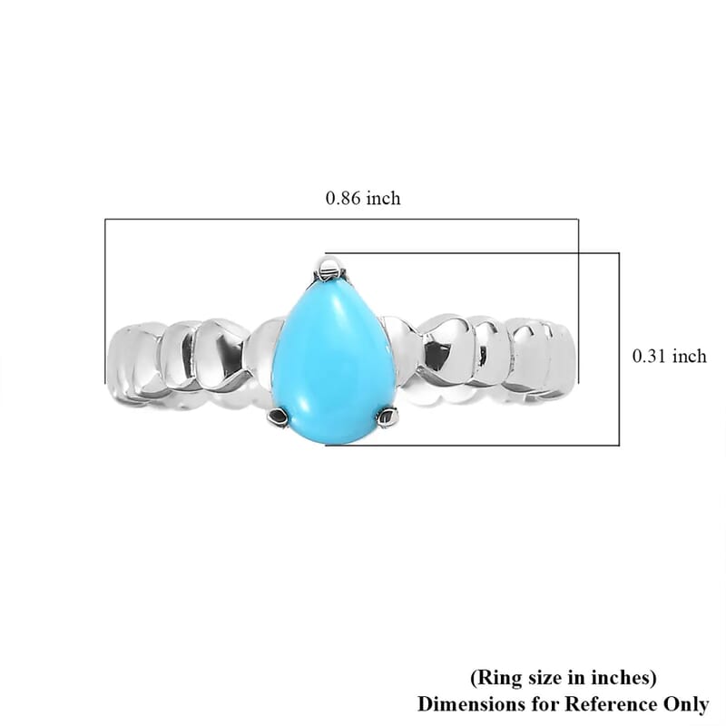 Sleeping Beauty Turquoise Solitaire Ring in Stainless Steel (Size 5.0) 0.65 ctw