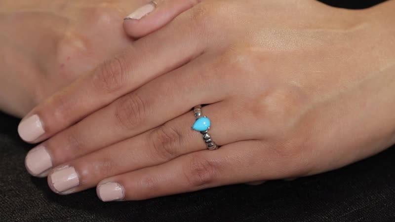Sleeping Beauty Turquoise Solitaire Ring in Stainless Steel (Size 10.0) 0.65 ctw
