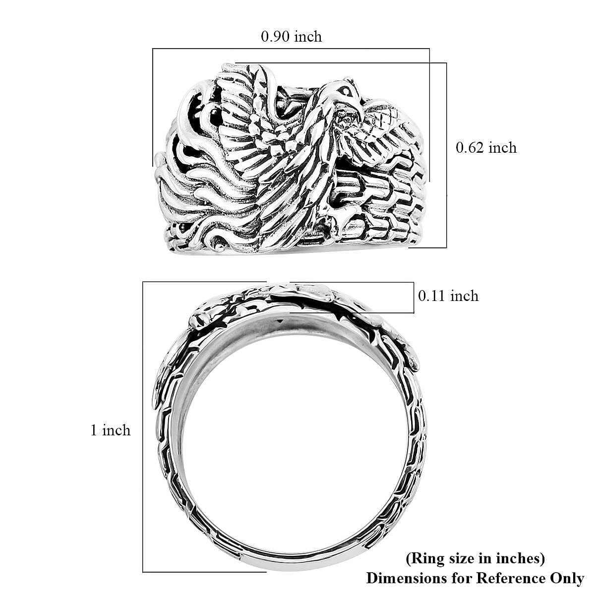 Bali Legacy Sterling Silver Phoenix Ring (Size 8.0) 9.45 Grams image number 5