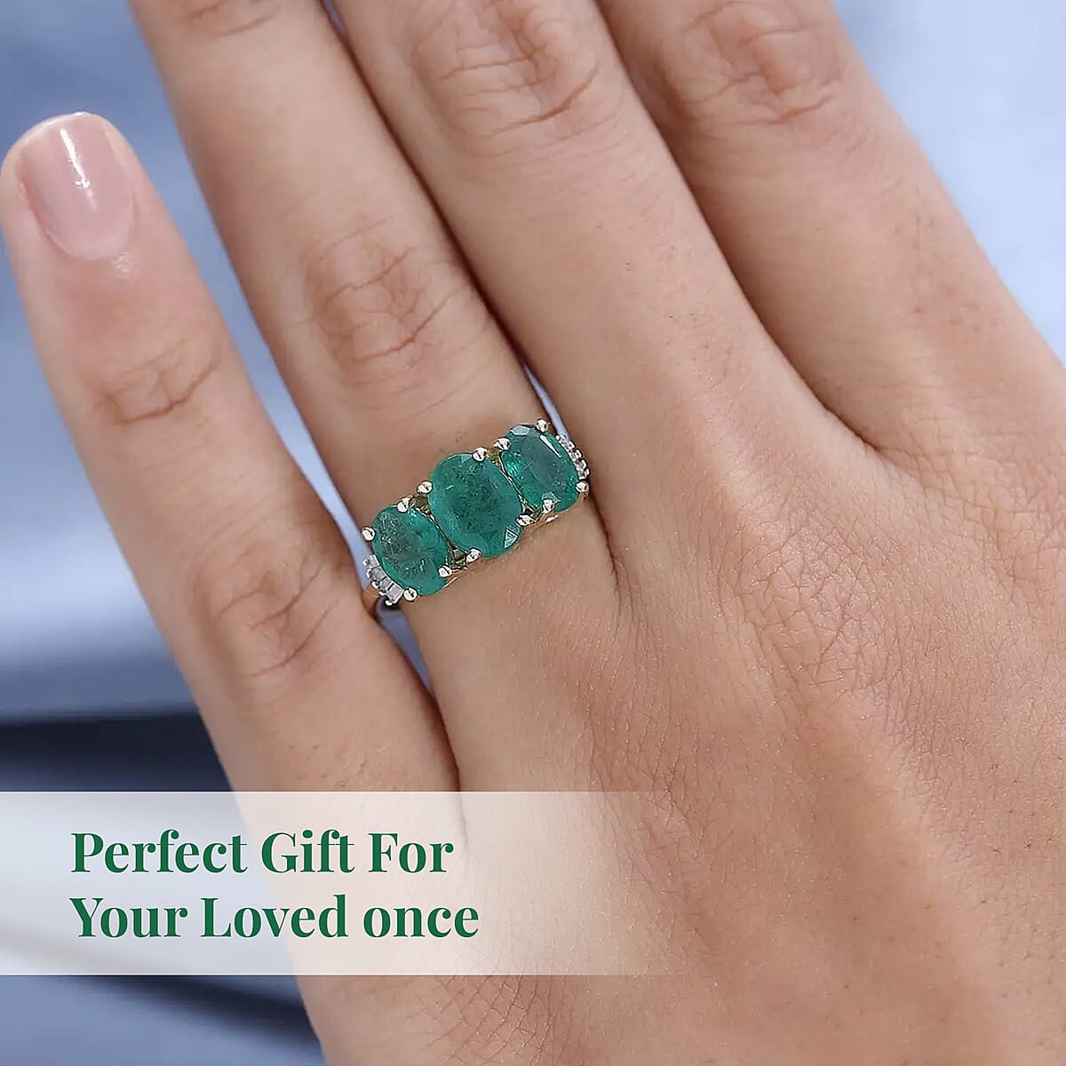 Luxoro AAA Kagem Zambian Emerald and G-H I3 Diamond 2.55 ctw Ring in  14K Yellow Gold (Size 6.0) image number 5