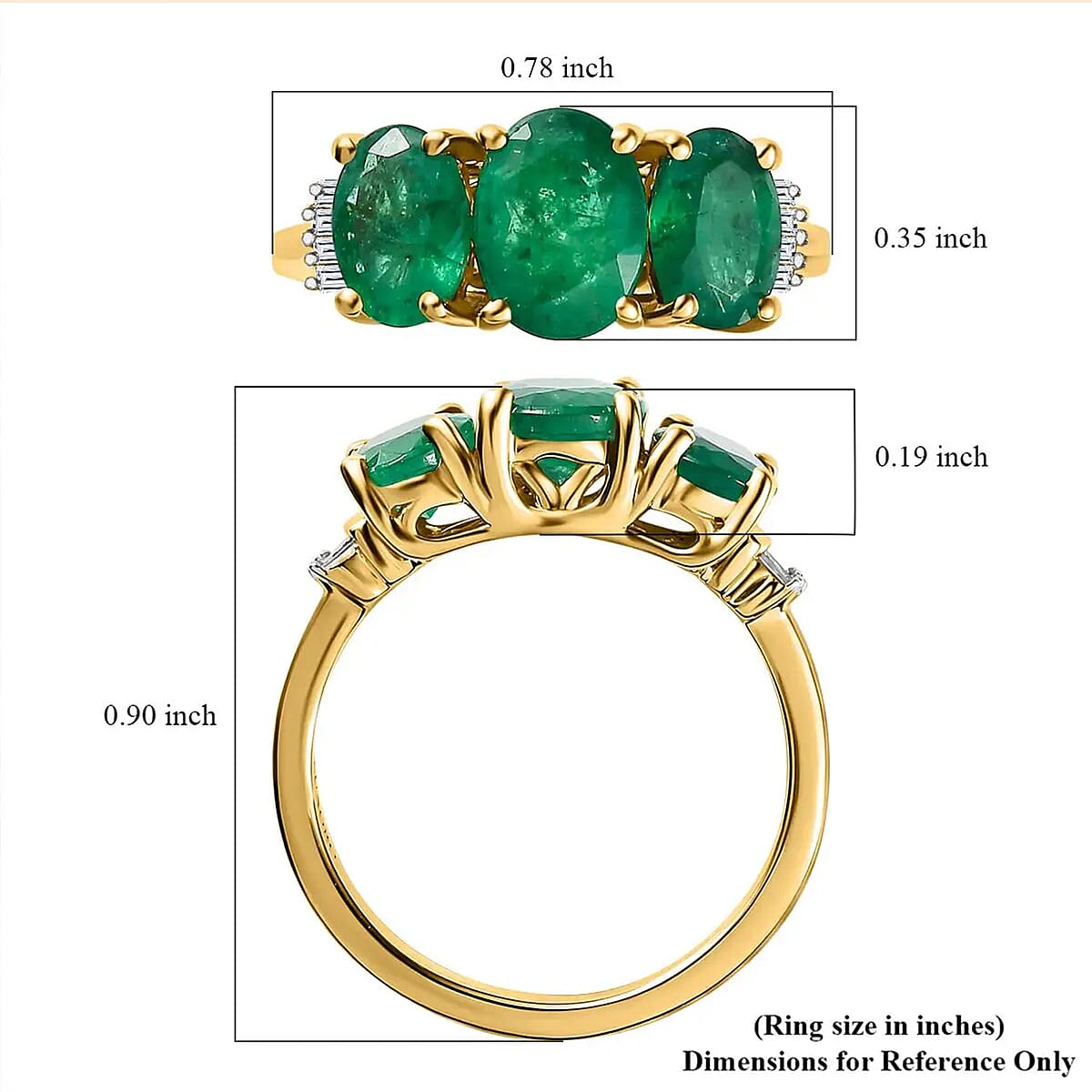 Luxoro AAA Kagem Zambian Emerald and G-H I3 Diamond 2.55 ctw Ring in  14K Yellow Gold (Size 6.0) image number 6