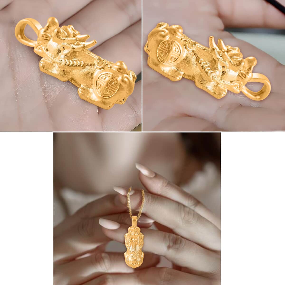 Pixiu Pendant in 24K Yellow Gold image number 5