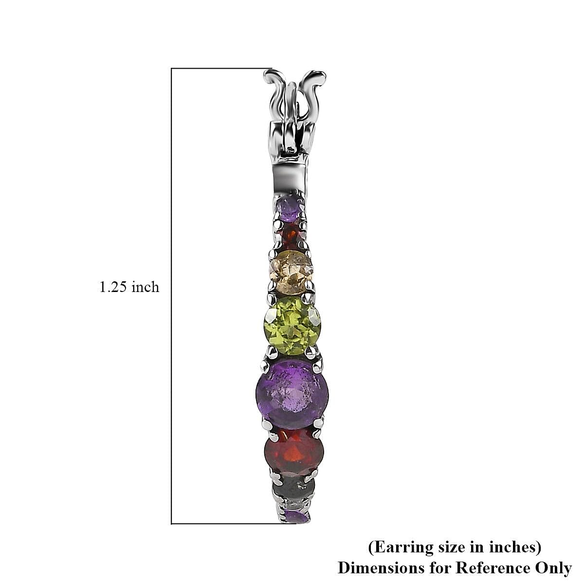 African Amethyst and Multi Gemstone Inside Out Hoop Earrings in Stainless Steel 3.90 ctw
