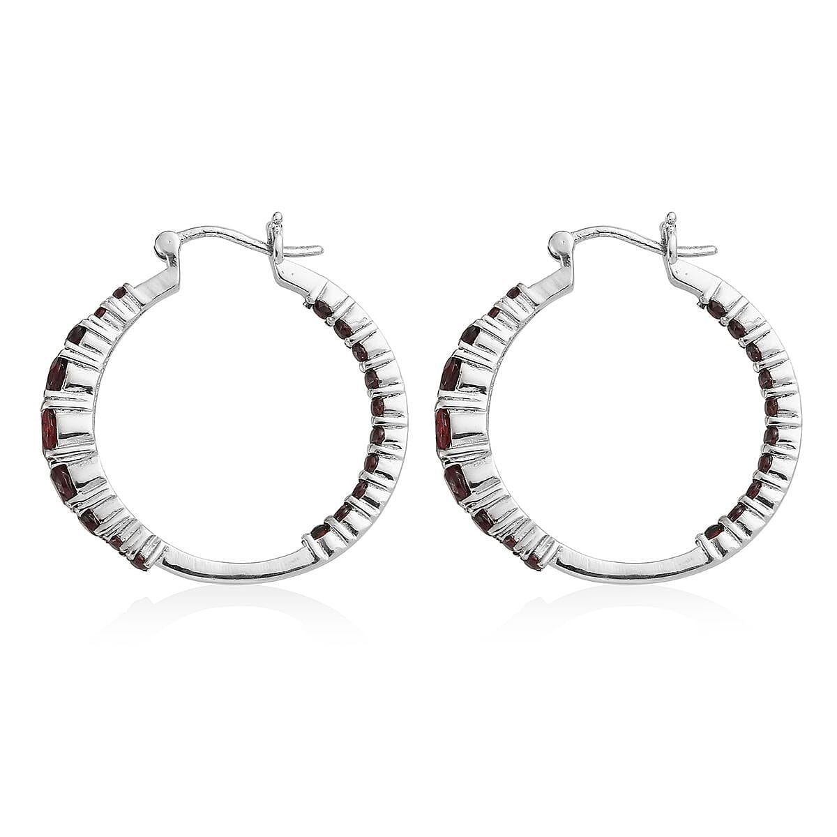 Mozambique Garnet Inside Out Hoop Earrings in Stainless Steel 4.00 ctw image number 3