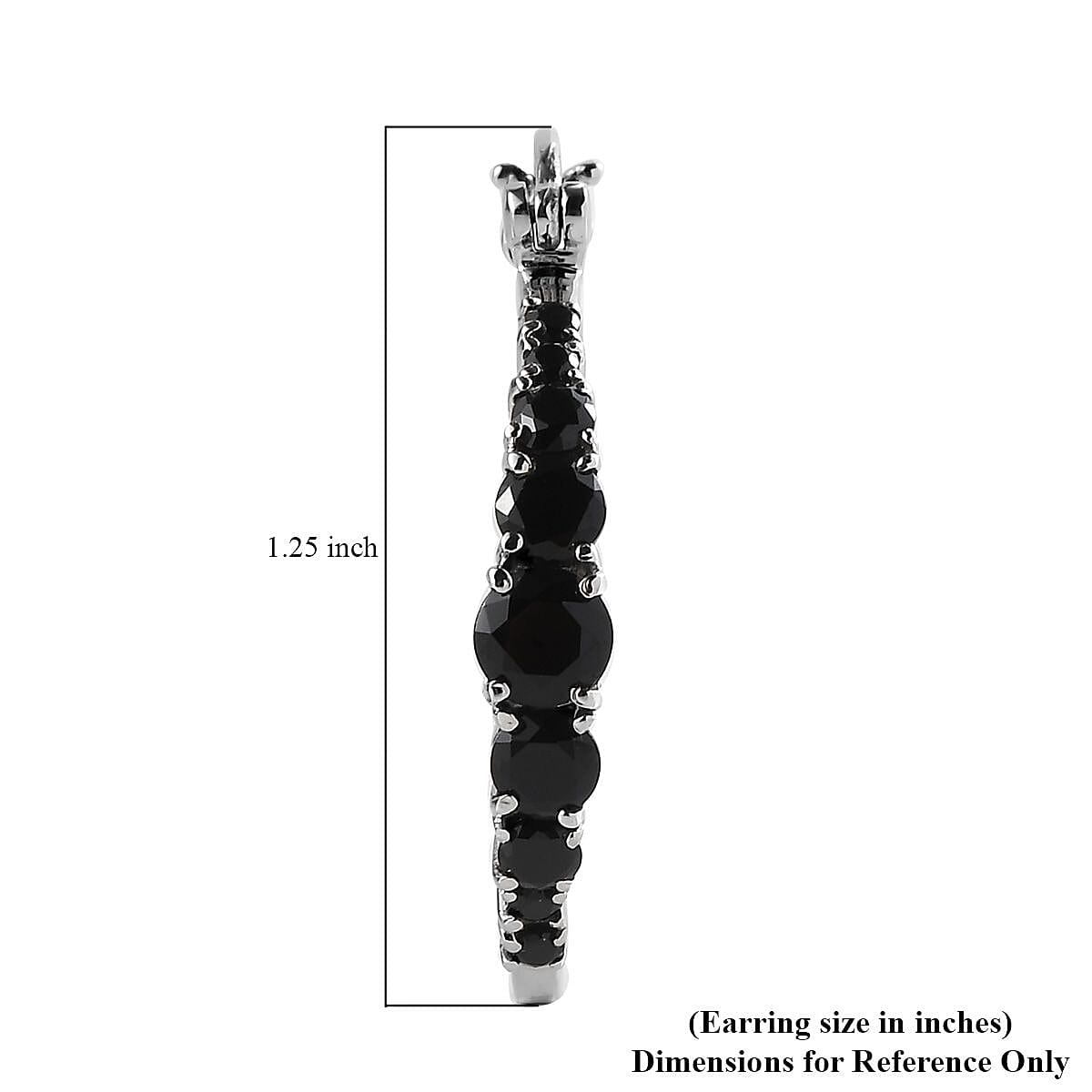 Thai Black Spinel Inside Out Hoop Earrings in Stainless Steel 3.40 ctw image number 4