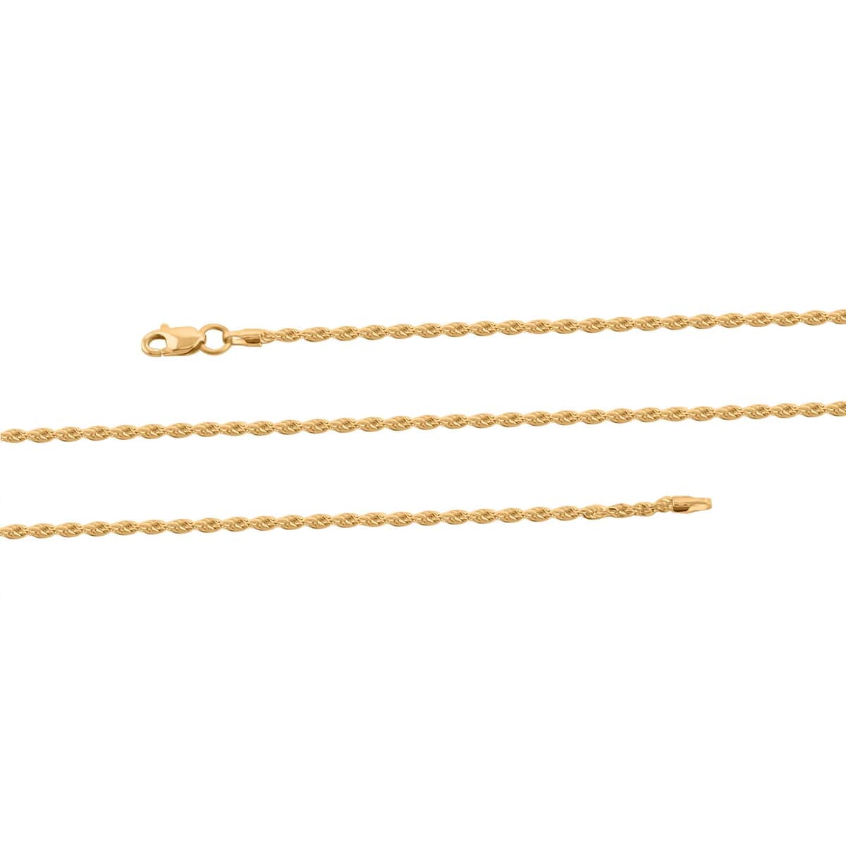 18K Yellow Gold 1.5mm Rope Chain Necklace 18 Inches 1.60 Grams image number 2