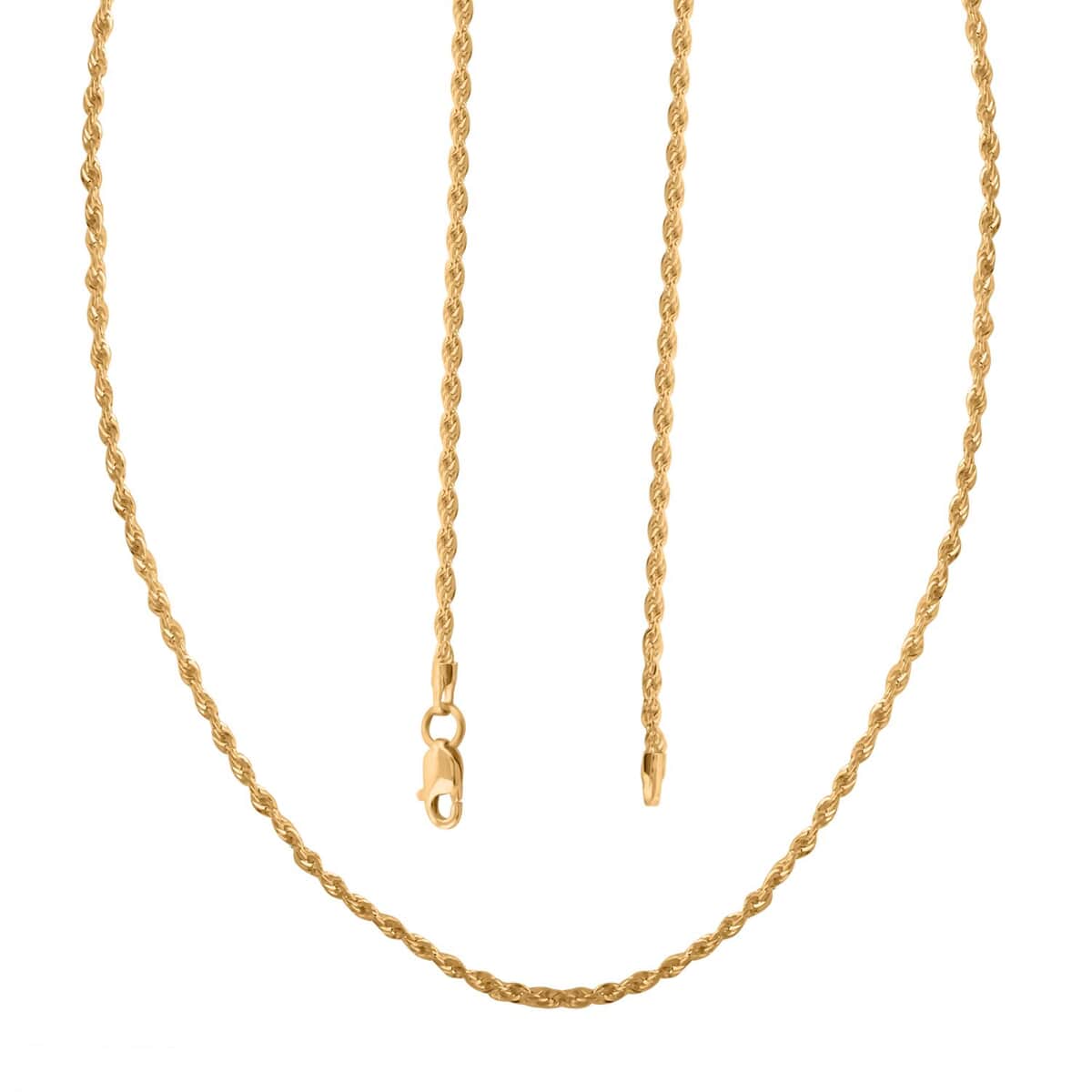 18K Yellow Gold 1.5mm Rope Chain Necklace 18 Inches 1.60 Grams image number 3