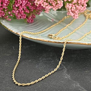 1.5mm Rope Chain Necklace in 18K Yellow Gold 24 Inches 2 Grams