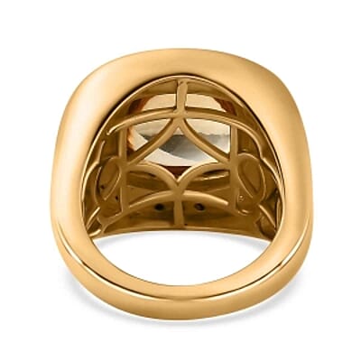 Brazilian Citrine and White Zircon 8.89 ctw Ring in Vermeil Yellow Gold Over Sterling Silver (Size 6.5)